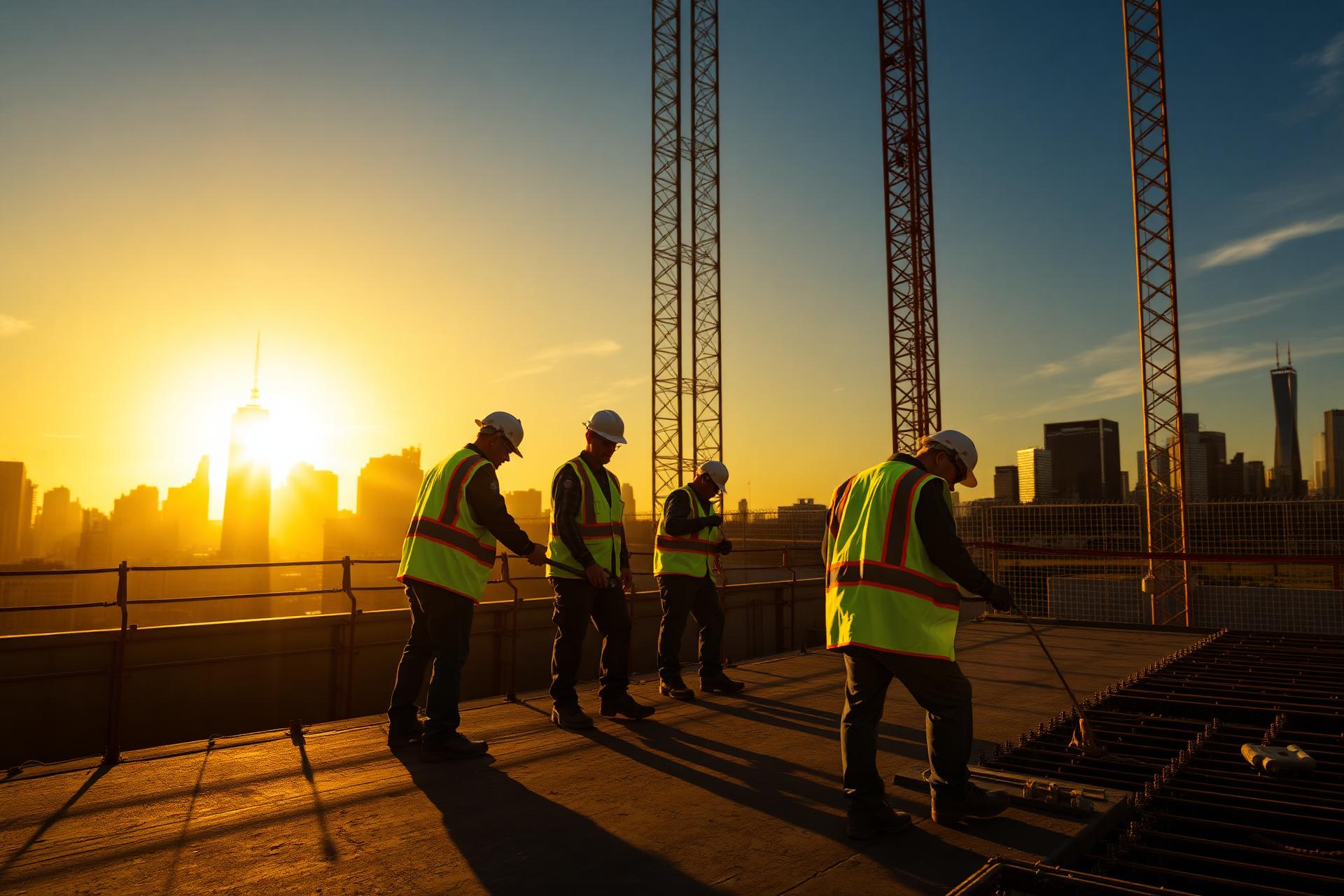 Concrete crew pouring a foundation at an NYC construction site