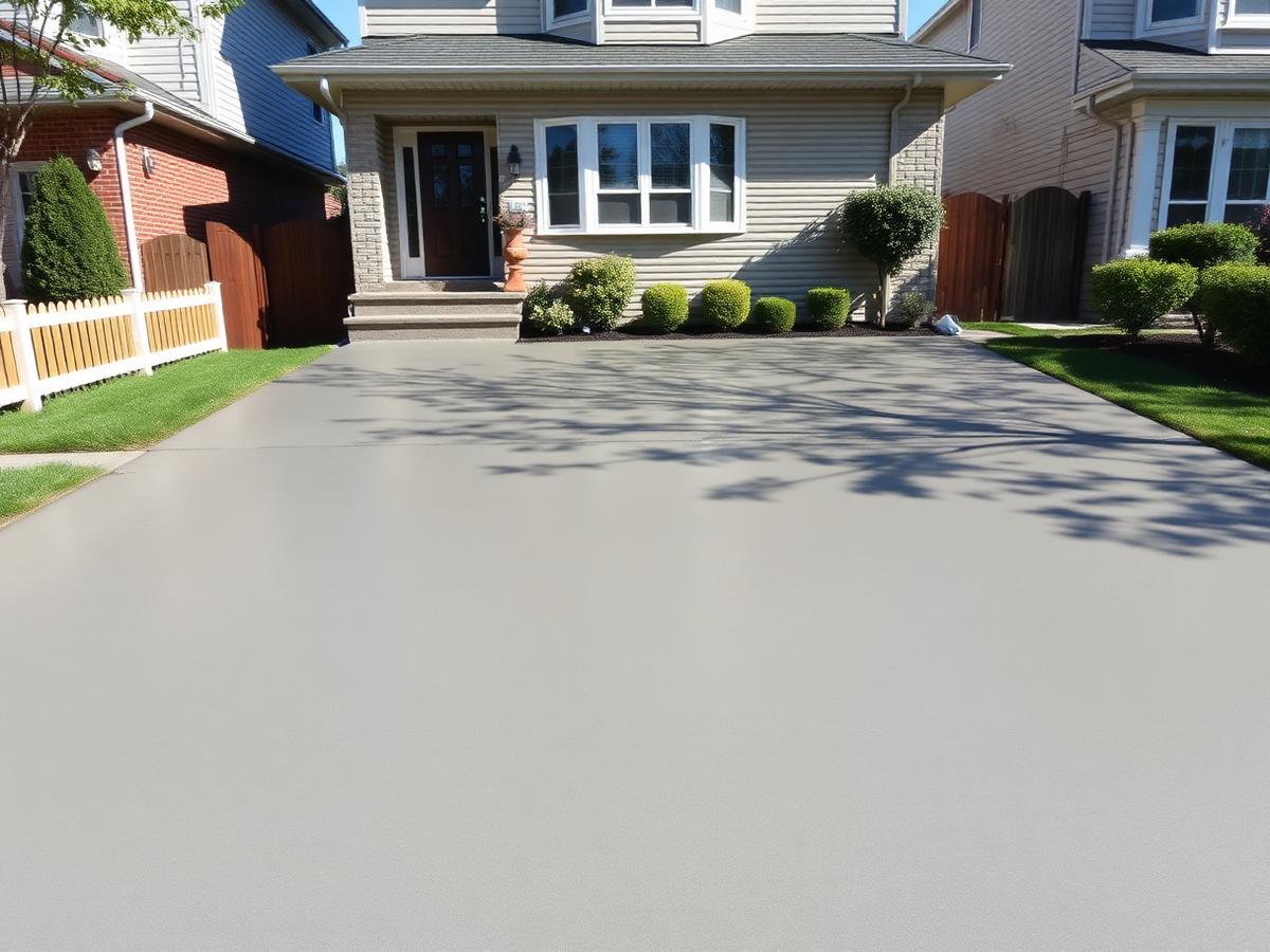 Reinforced concrete driveway with saw-cut control joints.