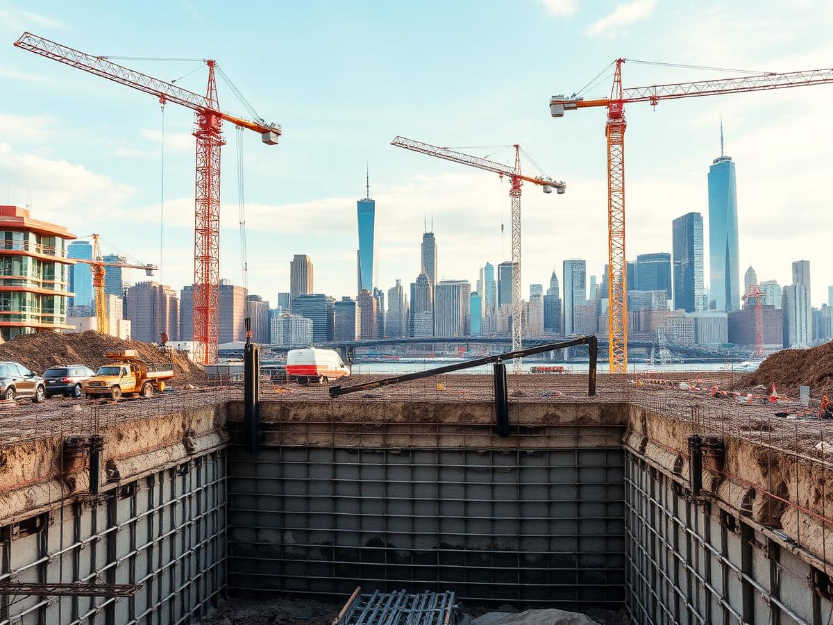 Cast-in-place foundation and grade beams for a 6-story mixed-use building.
